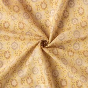 Dusty Yellow Floral Abstract Pattern Digital Printed Cambric Fabric